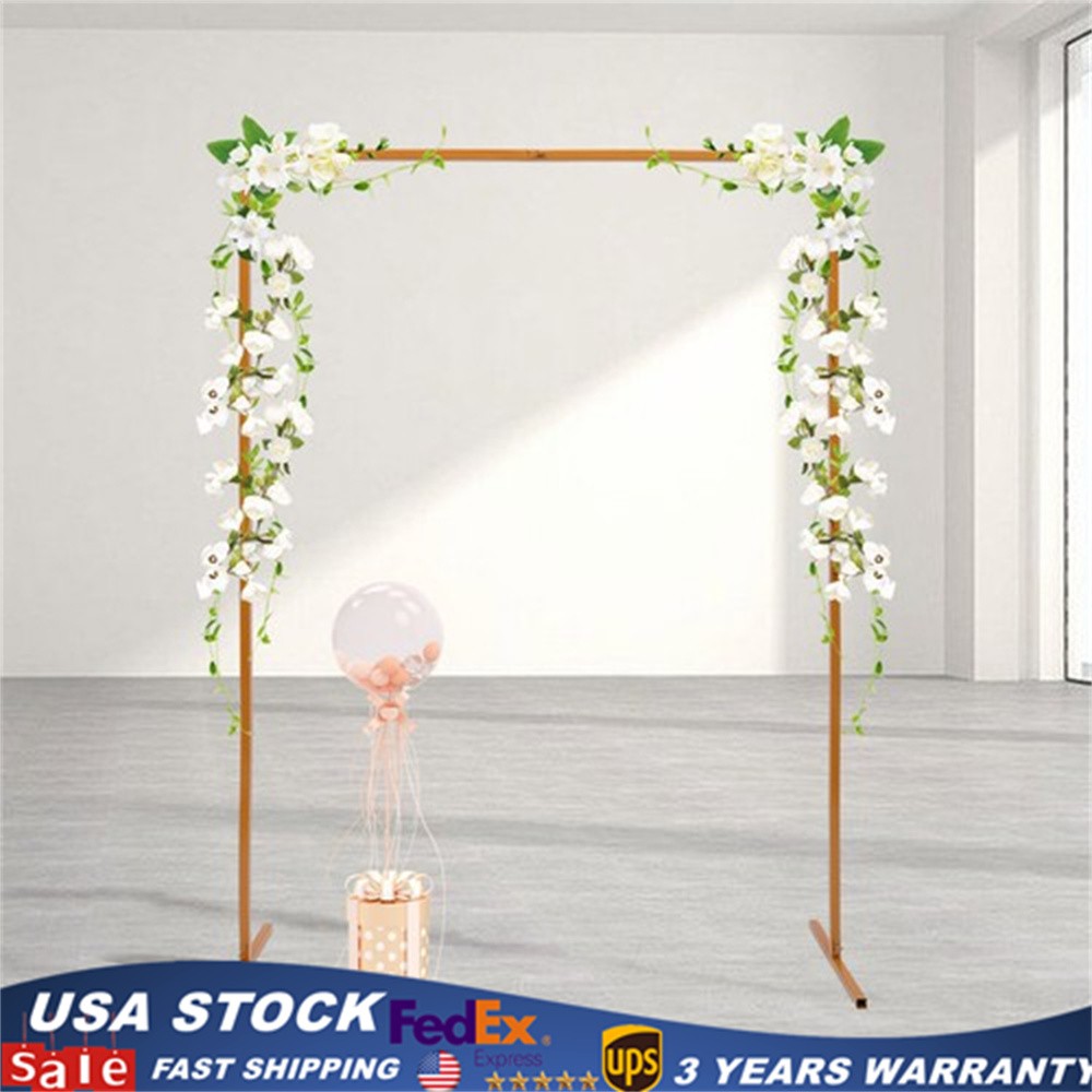 Wedding Arch Rack Rectangular Flower Decor Frame Stand Gold Metal Party Backdrop