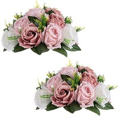 Pink Flores Artificiales para Decoracion Silk 2 Pieces Dusty Pink & White