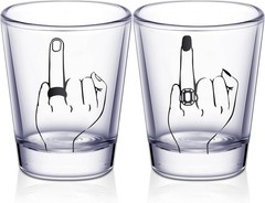 Bride and Groom Glasses 2 Pieces Ring Finger Wedding Funny Bride Wine Glass 2 oz