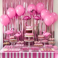 Streamers Tinsel Backdrop Curtain 8.2ft Foil Fringe Curtain for Baby 3pcs Pink