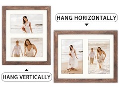8×10 Picture Frame Brown Display 4×6 Double Photos Horizontal and Vertical Fo…