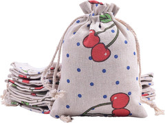 50PCS Cotton Drawstring Gift Bags 4×5.6 Inch Cherry Pattern Jewelry Party Favor