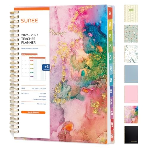 Teacher Planner 2026-2027 Academic Year, Lite Lesson Planner Book with Marble