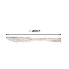 Plastic Clear Gold Glittered KNIVES Disposable TABLEWARE Party Wedding Catering