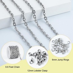 SMYHTGLIF 3 Meters Cable Jewelry Chain Silver Stainless Steel Chain for Jewel…