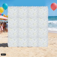 6 Pieces Artificial Flower Wall Panel, White Flower Backdrop Wall Decor
