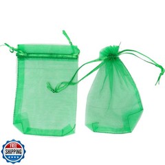 Bezall 50Pcs Green Organza Bags 5×7 Inch, Sheer Jewelry Bag Drawstring Christ
