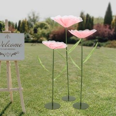 3pcs Artificial Handmade Free Standing Decoration Corn Poppy Flower Round Bases
