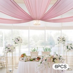 Deep Rose Chiffon Ceiling Drapes 6 Panels 15ft × 5ft Rod Pocket Wedding Decor