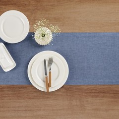 Solino Home Linen Table Runner 120 Inches Long – Athena, 100% Pure Linen Blue…