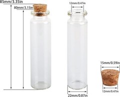 MaxMau 20ml Small Glass Bottles,Tiny Vials,Jars with Cork Clear