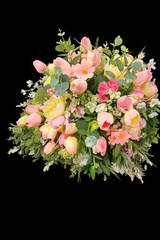 Pastel Tulip Floral Centerpiece for Table, Farmhouse arrangement