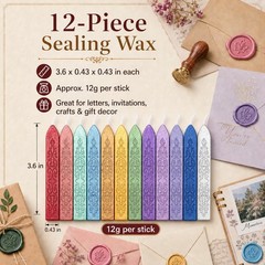 12 Pieces Sealing Wax Sticks with Wicks for Letter Seal Wax Stamp,Wedding Invita
