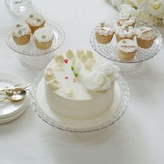 CLEAR 3 Plastic Stackable Pedestals Pressed Design CUPCAKE STANDS Set Party Home