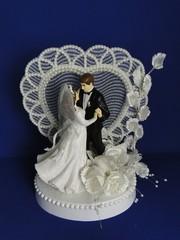 New Elegant Wedding First Dancing Couple Caketop, Lace Heart, #407A