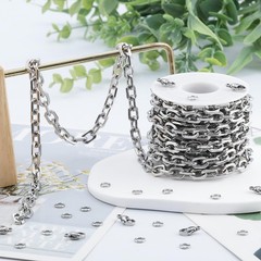 SMYHTGLIF 3 Meters Cable Jewelry Chain Silver Stainless Steel Chain for Jewel…