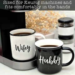 MAINEVENT Wifey Hubby Mugs Set of 2 Coffee Mug 11 Ounce, Husband Wife Gift, H…