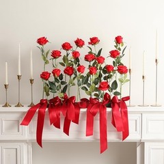50PCS Artificial Silk Roses Flowers – Realistic Fake Roses in Bulk & Red