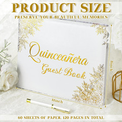 Quinceañera Guest Book with Pen 11 X 8 Inch Libro De Firmas Para 15 Años Quincea