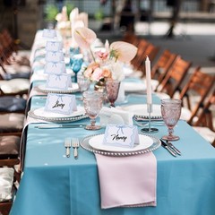 24 PCS Blue Gingham Picnic Party Bow Place Cards 6×4 Inch Summer Tent Label