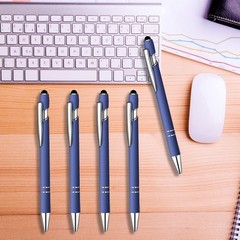 12 Pcs Blue Ink Ballpoint Pen with Stylus Tip, 1.0 mm Metal Pen Stylus Pen fo…