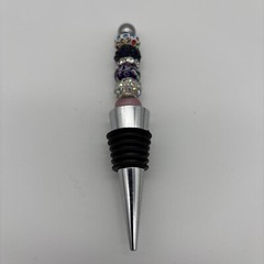 10PCS Beadable Wine Stoppers, Beaded Bottle Cap Zinc Alloy Silver+black Reusable