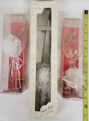 12″ Wedding Cake Knife w/2 Clear Glass 8.5″ Wine Glasses «Your Special Day»