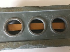 Tea Light Concrete and Slate Primitive Outdoor Rectangular 3 Hole Candle Holder