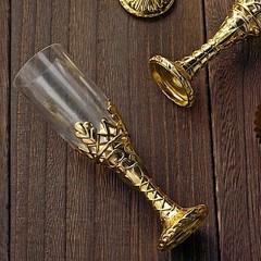 12 CLEAR GOLD Mini 4″ Champagne Flutes Party Favor Gift Holders