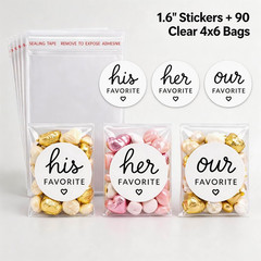 Wedding Favor Sticker Set with Self-Adhesive Bags, 90 Pcs, 1.6 Inch
