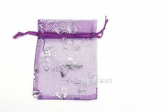 10pcs Purple Organza Medium Gift Bags Jewelry Bags with Silver Butterfly