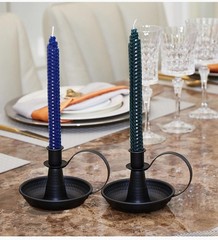 AlsoLife Retro Iron Taper Candle Holder，Black Candlestick Holders Black