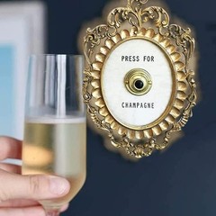 Champagne Framed Vintage Button,Champagne Themed Decor Wall Plaque