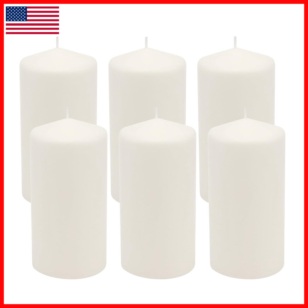 Stonebriar Unscented White Tall Pillar Candles 65 Hour Burning Candle Pillars