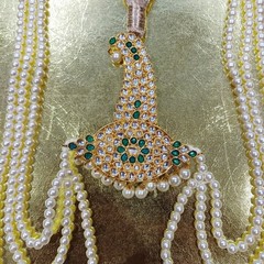 Kalgi, Indian Wedding Handmade Gold plated kundan safa kalangi with pearl string