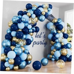 Navy Blue and Gold Balloons Garland Arch Kit, Father Day Balloon Navy Blue Gold