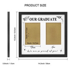 GraduatePro Then and Now Graduation Picture Frame for 2 Photos, HD Real Glass…