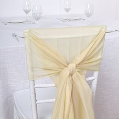 10 Champagne Premium Chiffon Wide CHAIR SASHES Wedding Reception Decorations
