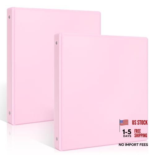 2 Pack Clear View Binders – 1 Inch Clear – Pink & Pink