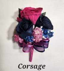 Fuchsia Navy Blue Rose Calla Lily Sola Wood Bridal Wedding Bouquet Accessories