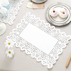 100 WHITE 14″ Rectangular Disposable Lace PAPER DOILIES PLACEMATS Party Supplies