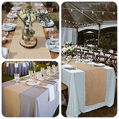 (TM) 12 X 108» Natural Hessian Table Runners Rustic Burlap Wedding Jute Part…