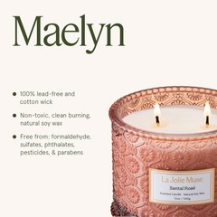 La Jolie Muse Santal Ros Candle – Saffron Rose Patchouli 12 Oz Large 2-Wick Soy
