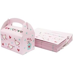 Valentine Treat Boxes – 24 Count, Pink, 5.9-Inch Glossy Heart Cardstock –