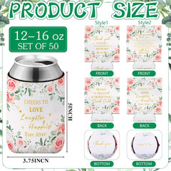 50 Pieces Flower Wedding Can Cooler Bulk Engagement Favors for Guests Cheers to