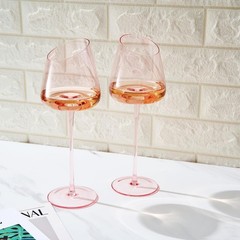 Khen Pink Wine Glasses, Gift | Set of 2 | Rose Blush Colored 18oz Slanted Gla…