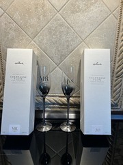 Hallmark MR & MRS Champagne Flute Wedding Glassware Decorated Two-Piece Set