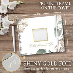 Elegant White Funeral Guest Book , 10 x 8 Inches 120 Pages Guest Book for Fun…
