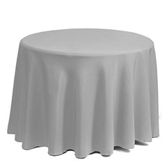 Round Tablecloth – 132 Inch Round Table Cloth for 72 to 96 132″ (Round) Silver