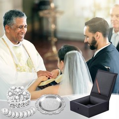 Dingion Wedding Arras Coins Set Para 9.06 x 6.69 x 2.76 inches, Silver